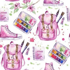 عکس با کیفیت نقاشی کیف لوازم نقاشی صورتی